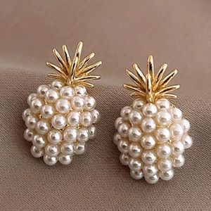 Gold and Pearl Pineapple Earrings